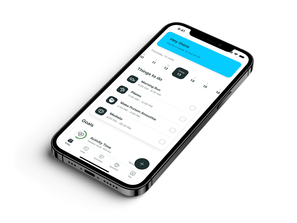 A mockup of the coaching app showcasing the features.